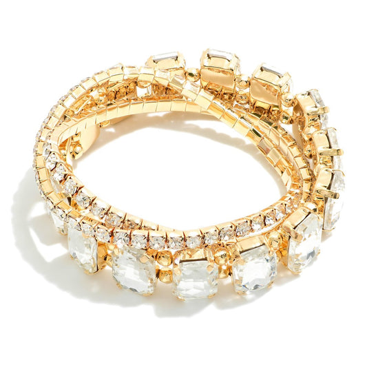 3 Stack Crystal Bracelets