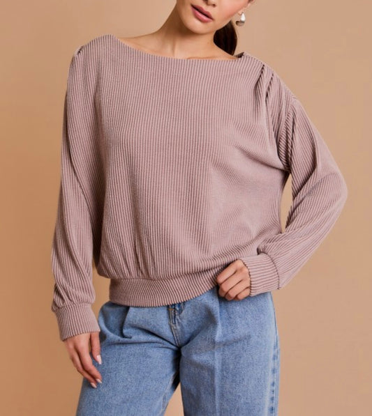 Textured Boatneck Top