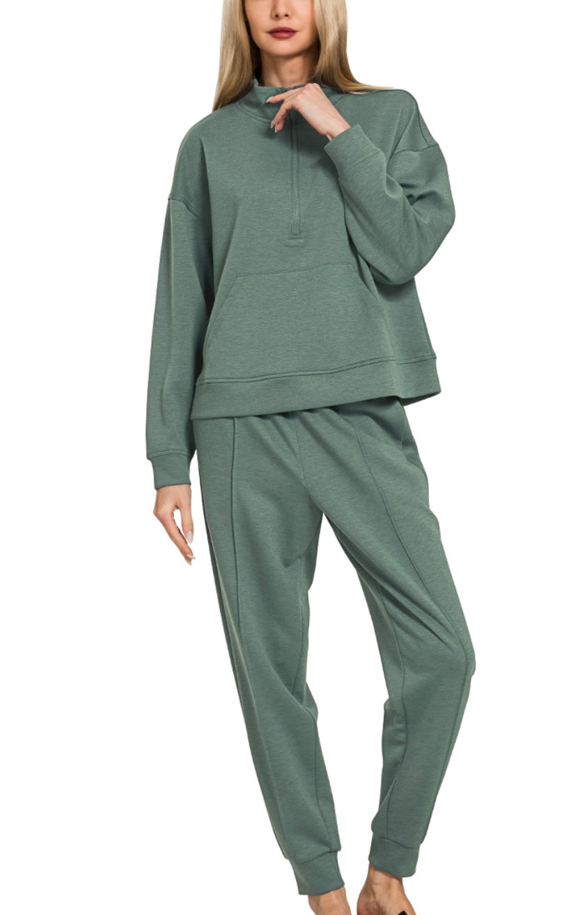 Half Zip Luxe Knit Pullover & Jogger Set