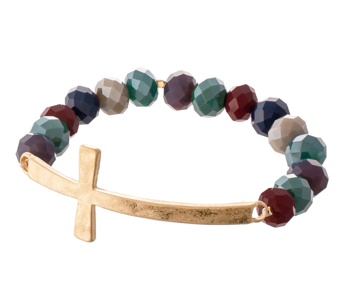 Faceted Bead Cross Bracelet