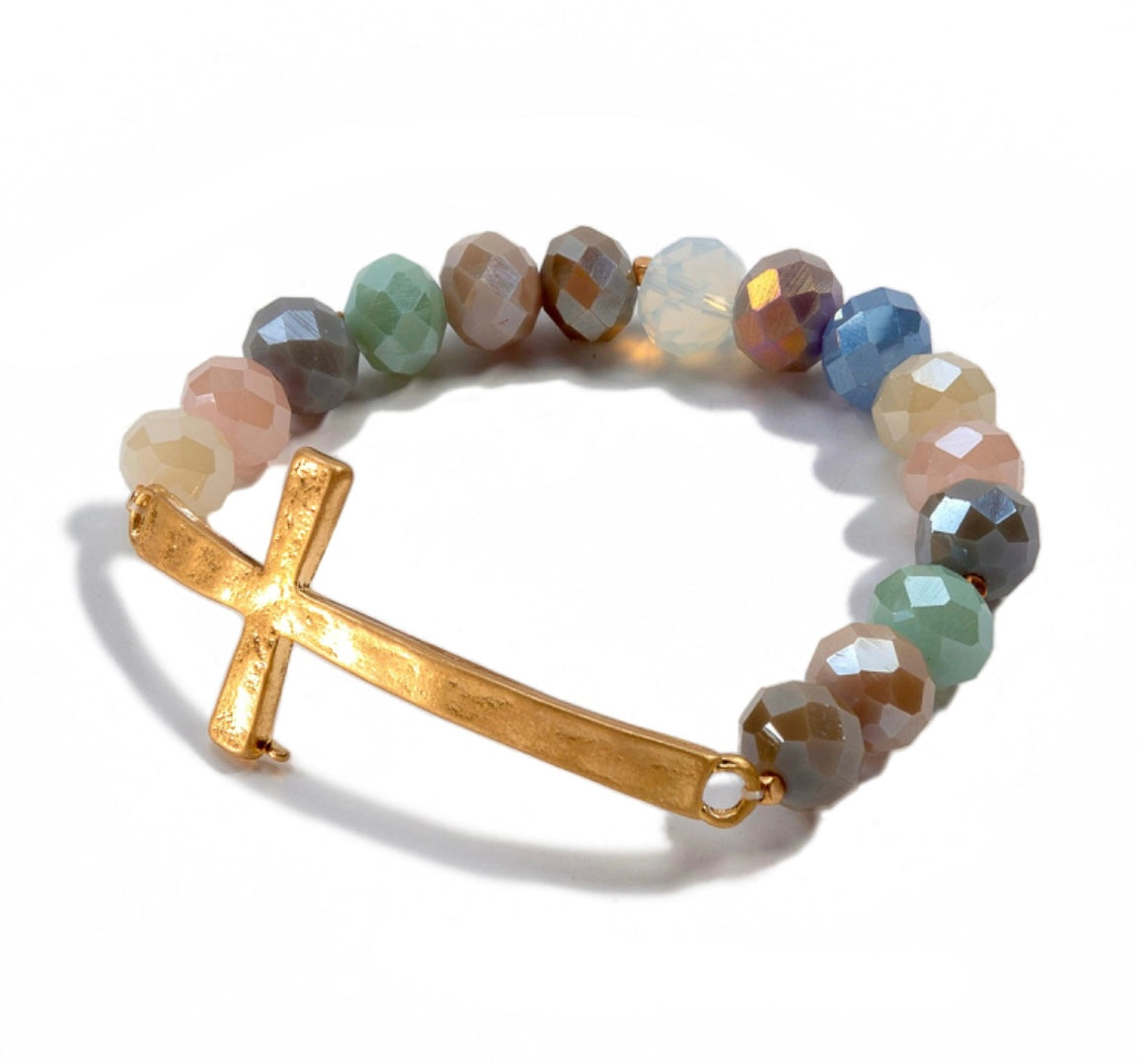 Faceted Bead Cross Bracelet