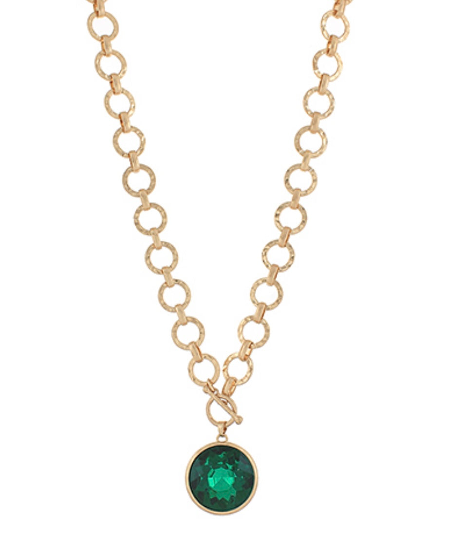Glass Round Pendant Necklace (2 options)