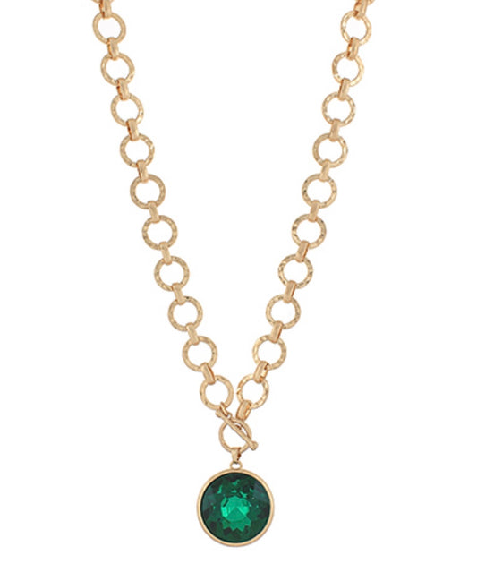 Glass Round Pendant Necklace (2 options)