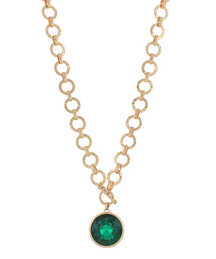 Glass Round Pendant Necklace (2 options)