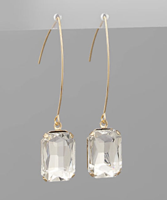 Glass Stone Hook Earrings