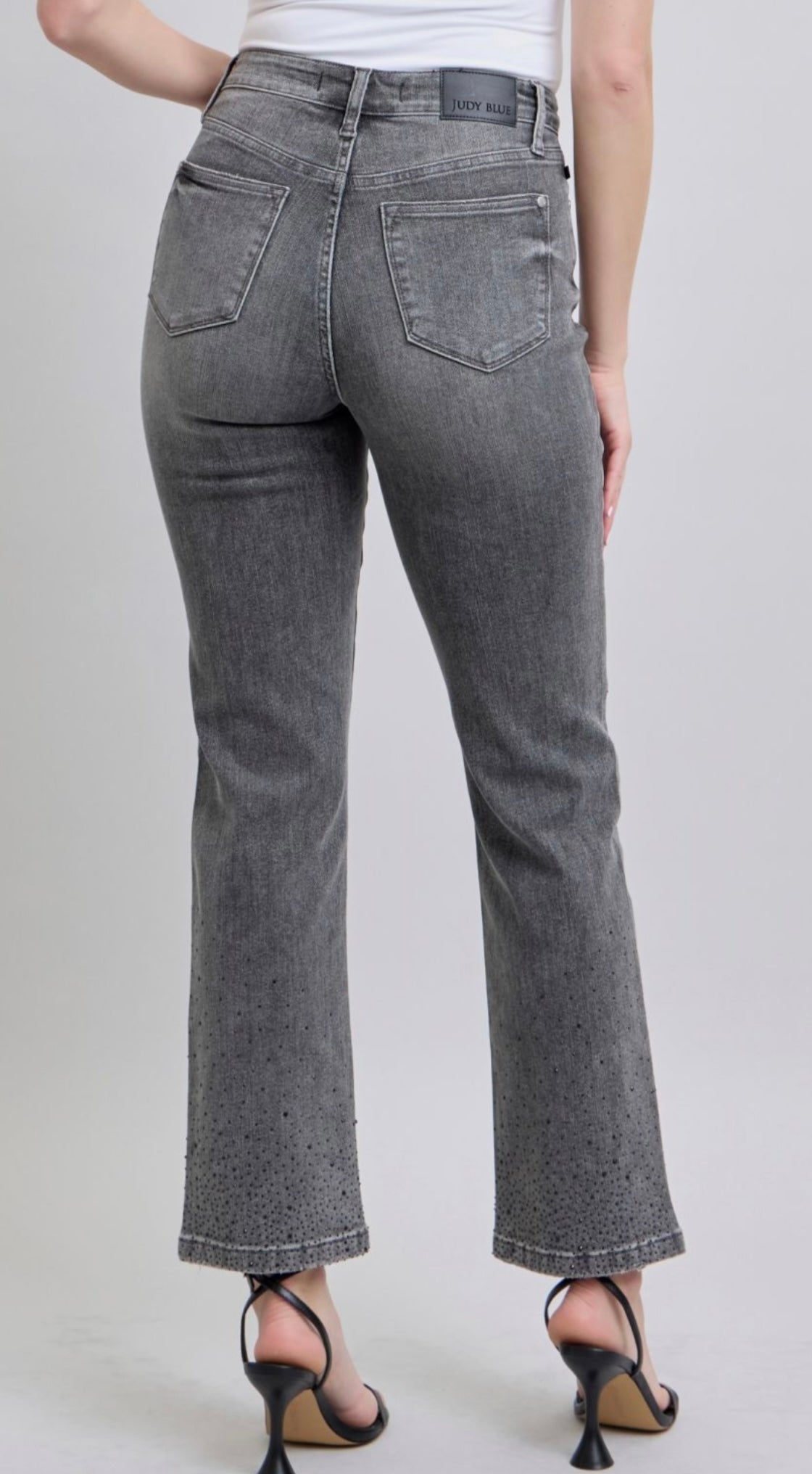Judy Blue HW Rhinestone Straight Jeans