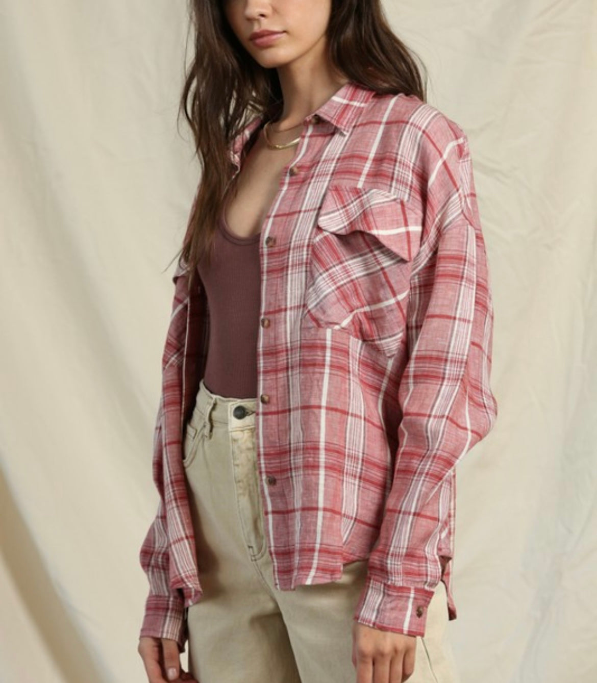 Linen Plaid Shirt (2 colors)