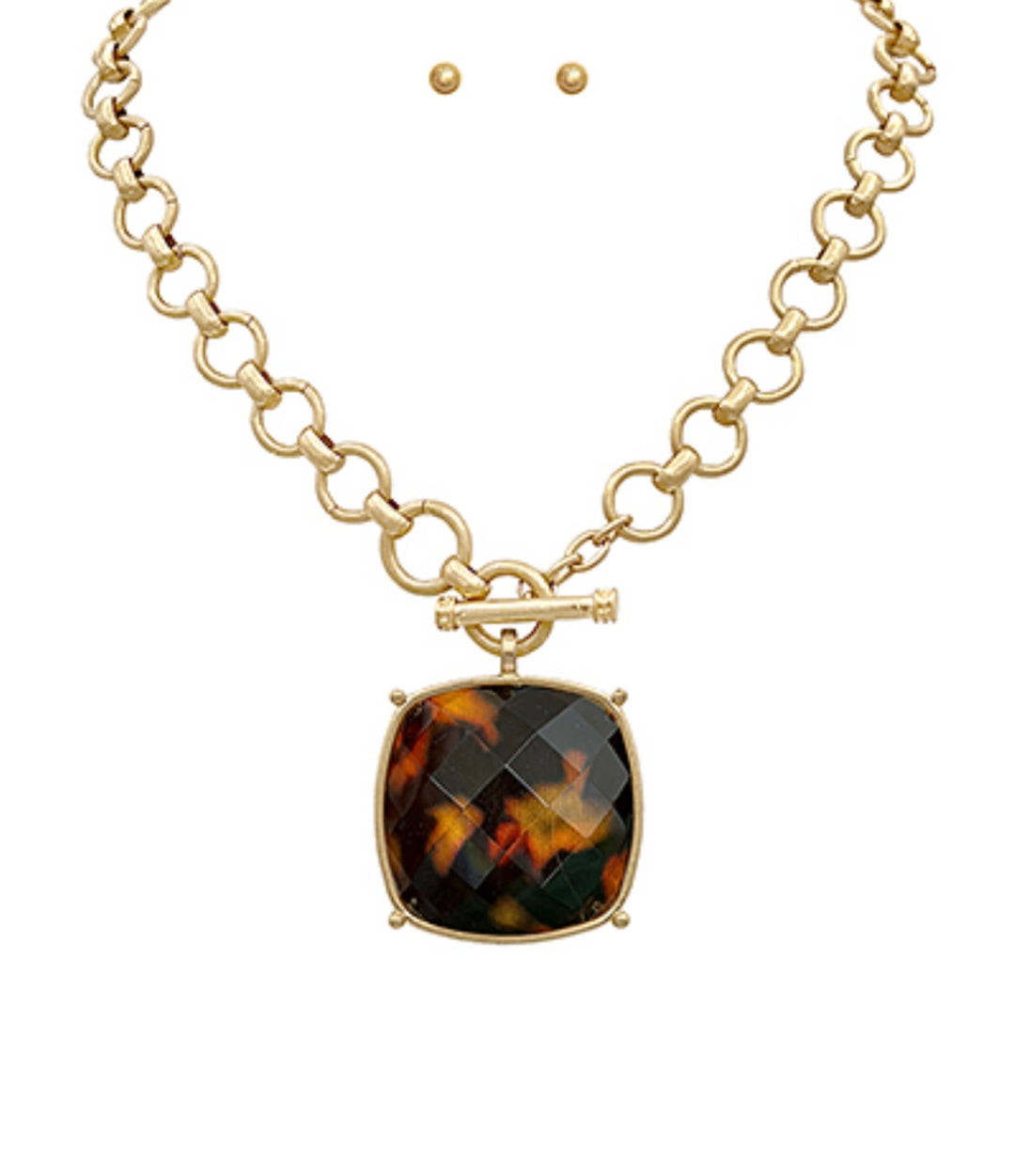 Faceted Square Pendant Necklace (2 options)