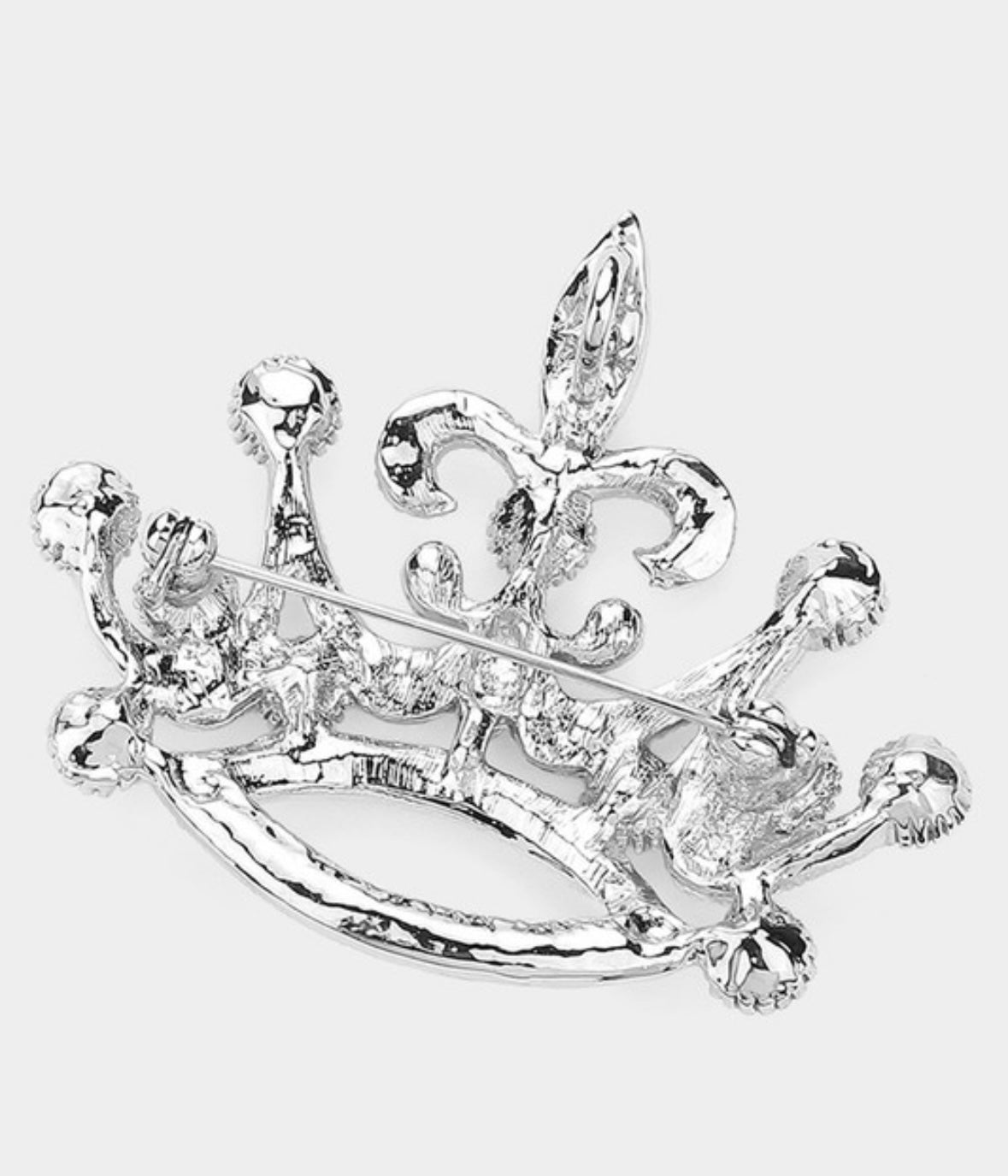 Rhinestone Embellished Crown Pin Brooch