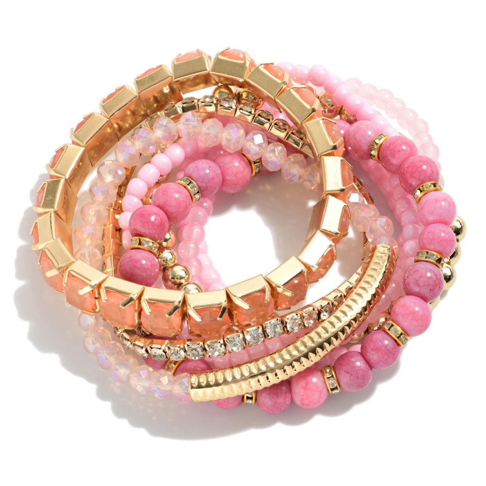 Set of 8 Shades of Pink Bracelet