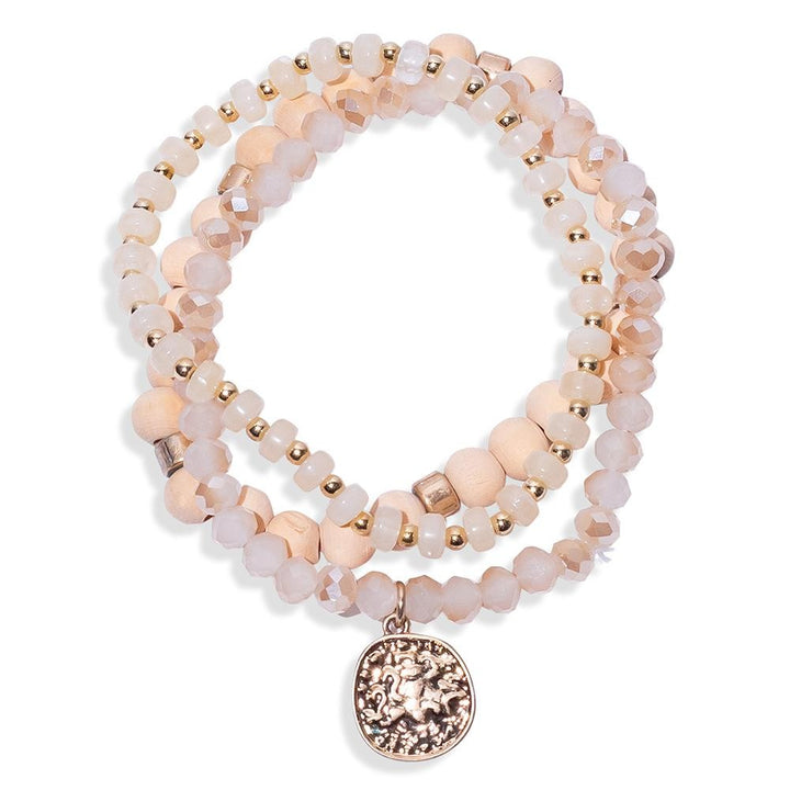 Stack of 3 Wood/Bead Bracelets