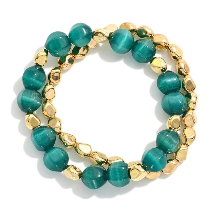 Set of 2 Bead &amp; Gold Bracelets (3 options)
