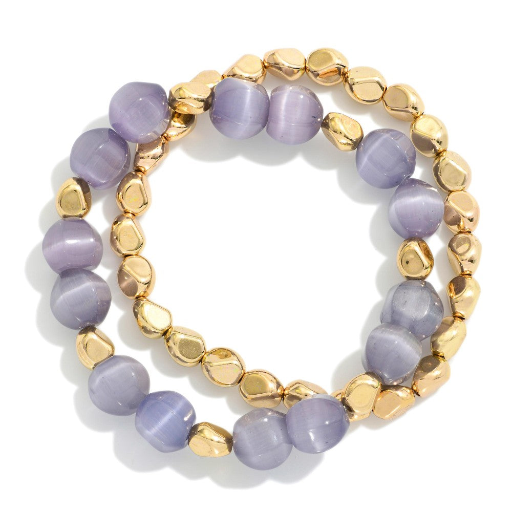 Set of 2 Bead &amp; Gold Bracelets (3 options)