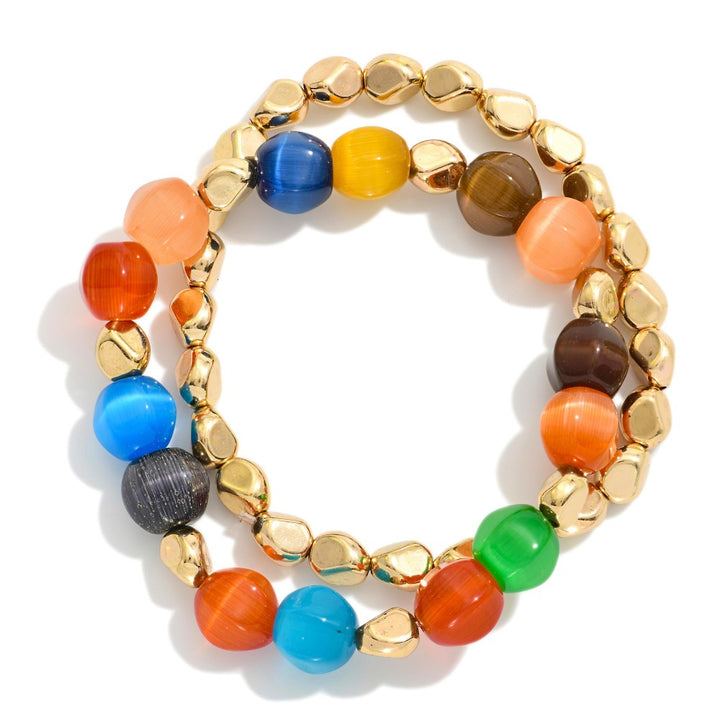 Set of 2 Bead &amp; Gold Bracelets (3 options)