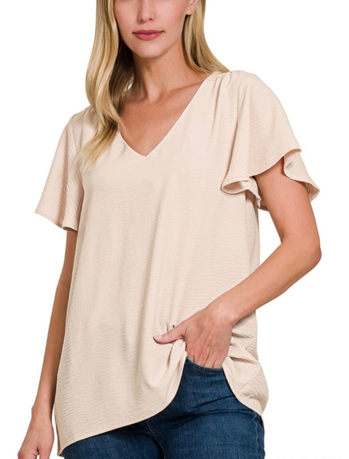 Flutter Sleeve Airflow Blouse (2 colors)