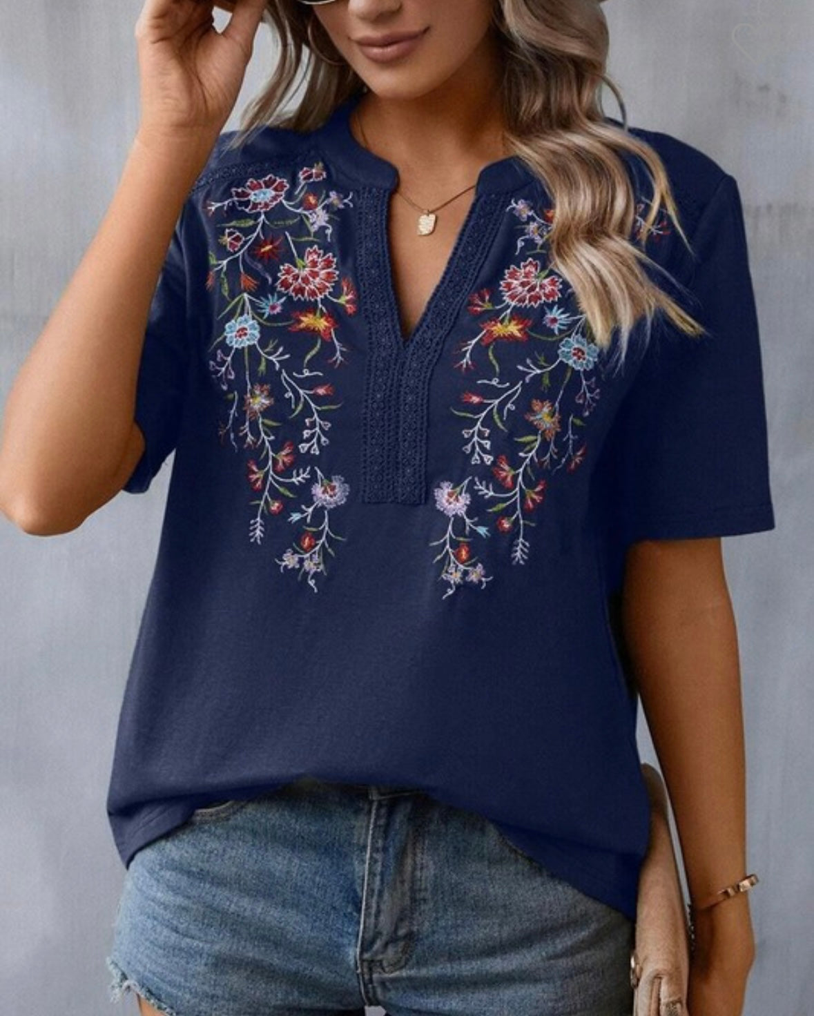 Embroidered Patchwork Top