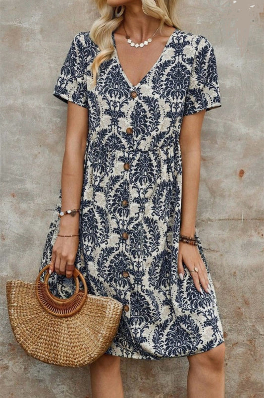 Scroll Print Dress