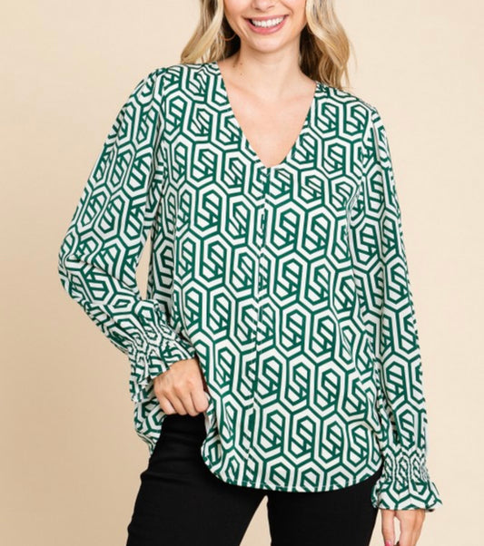 Geo Print Blouse