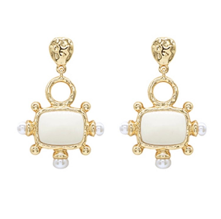 Square &amp; Pearl Earrings (3 options)
