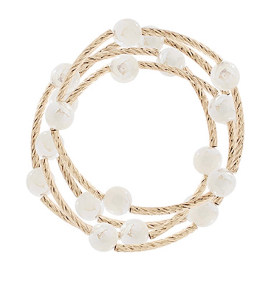 4 Stack Candy &amp; Textured Metal Bracelets (3 options)