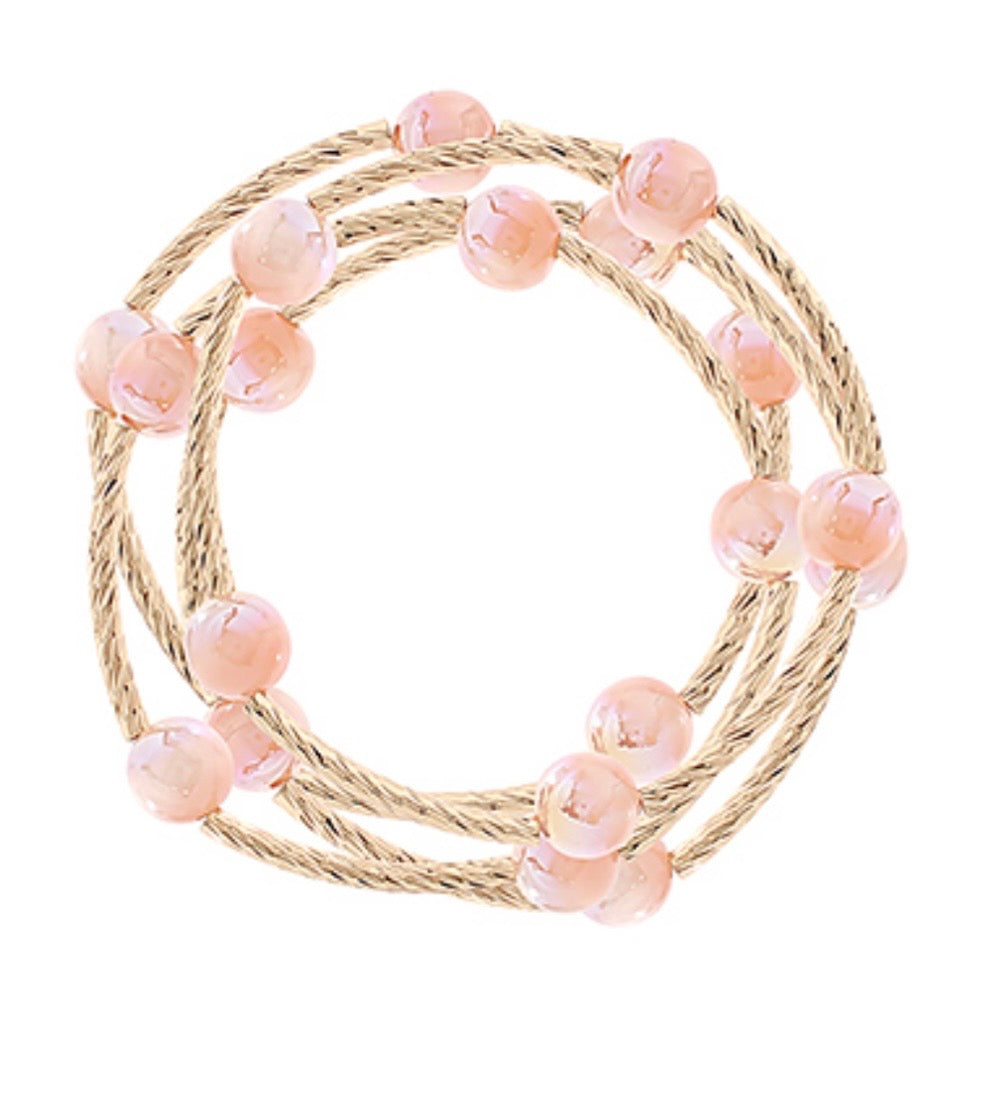 4 Stack Candy &amp; Textured Metal Bracelets (3 options)
