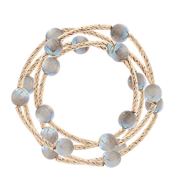 4 Stack Candy &amp; Textured Metal Bracelets (3 options)
