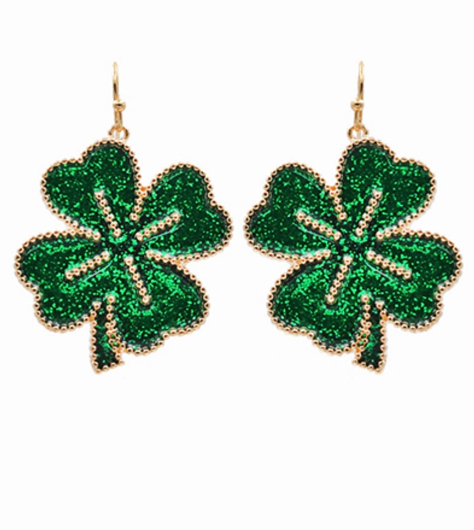 Glitter 4 Leaf Clover Earrings