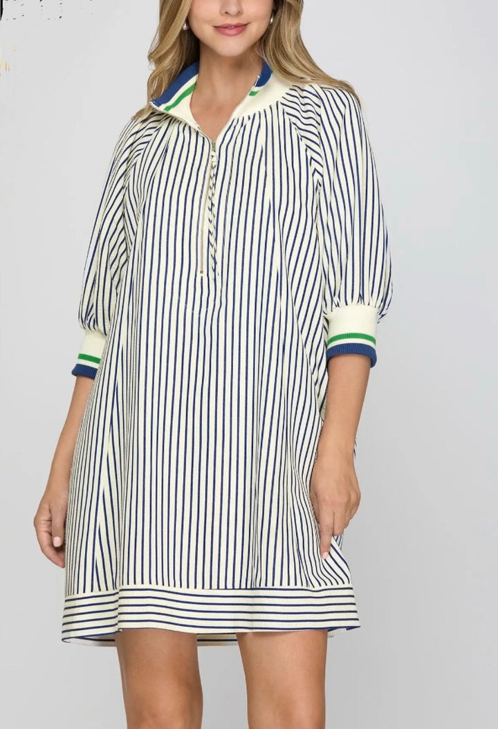 Half Zip Striped Dress