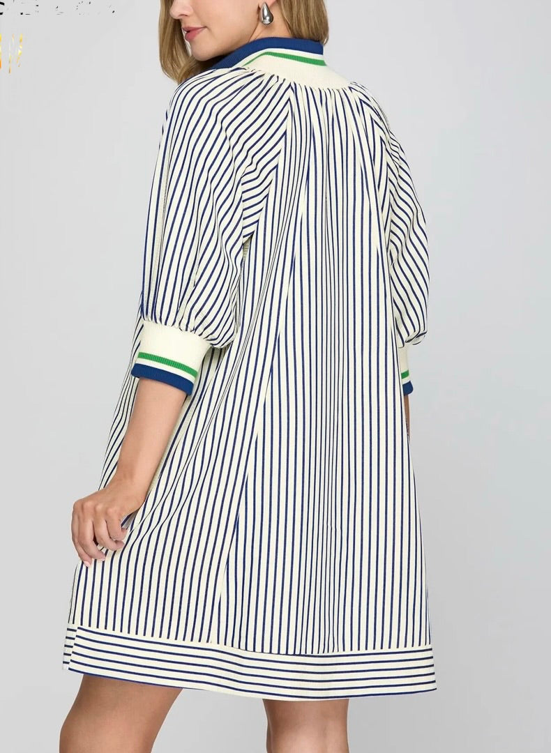 Half Zip Striped Dress