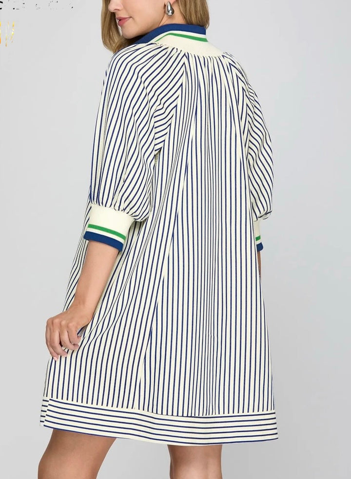 Half Zip Striped Dress