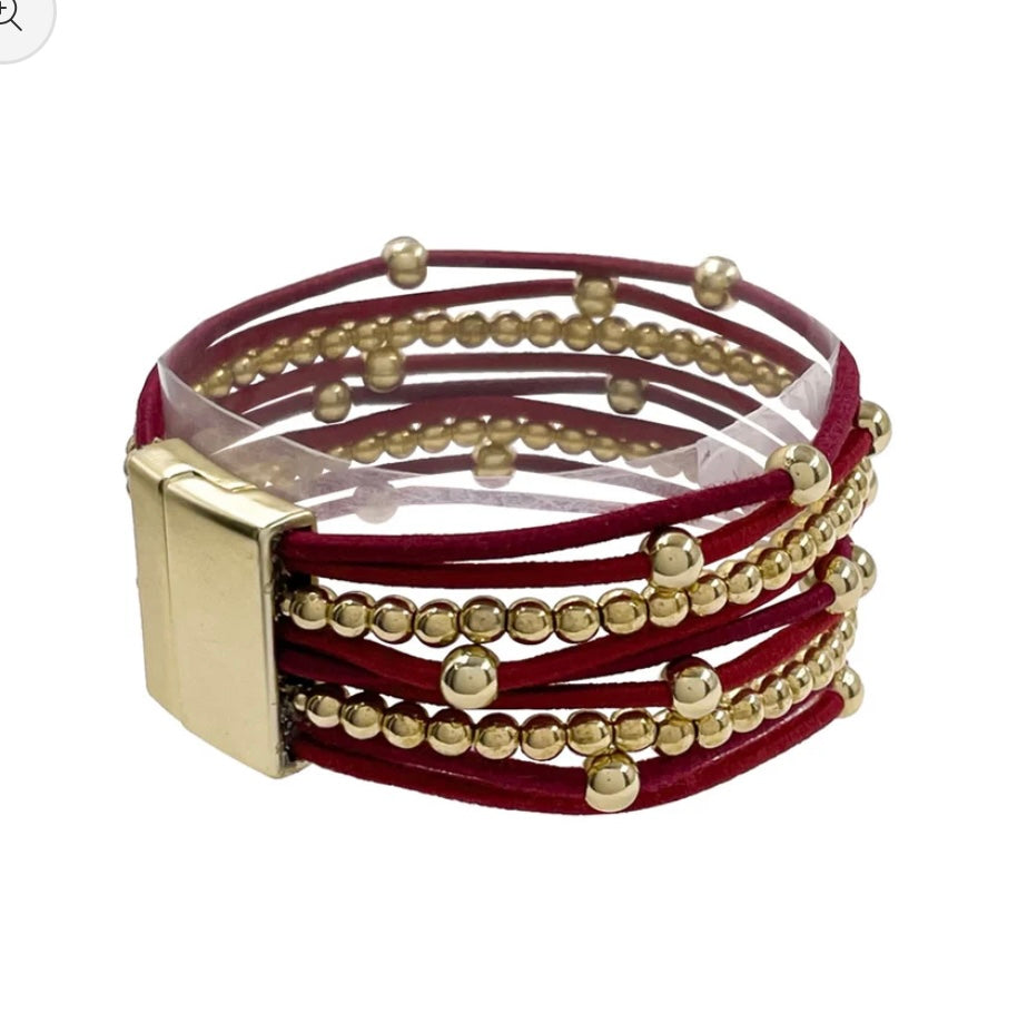 Suede &amp; Gold Magnetic Bracelet