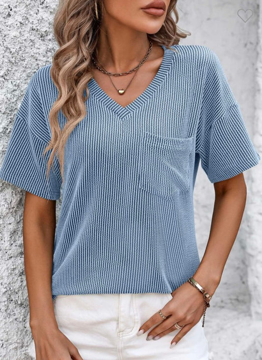 Textured V-neck Top (2 colors)