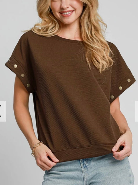 Ribbed Knit Cap Sleeved Top