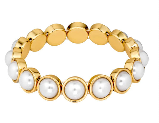 Gold & Pearl Stretch Bracelet