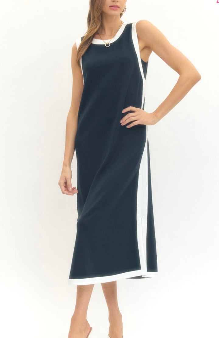 Contrast Stripe Midi Dress (2 colors)