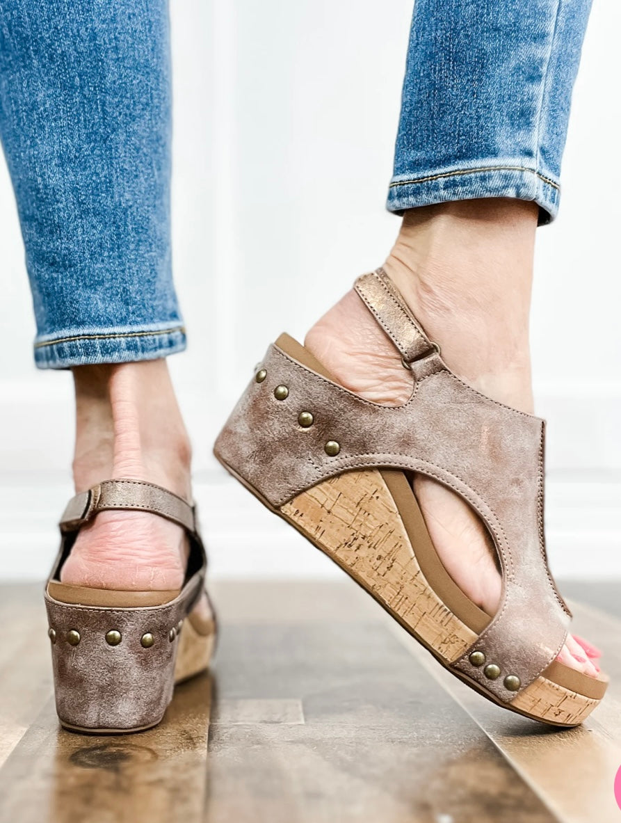 Corky’s Washed Bronze Metallic Wedges