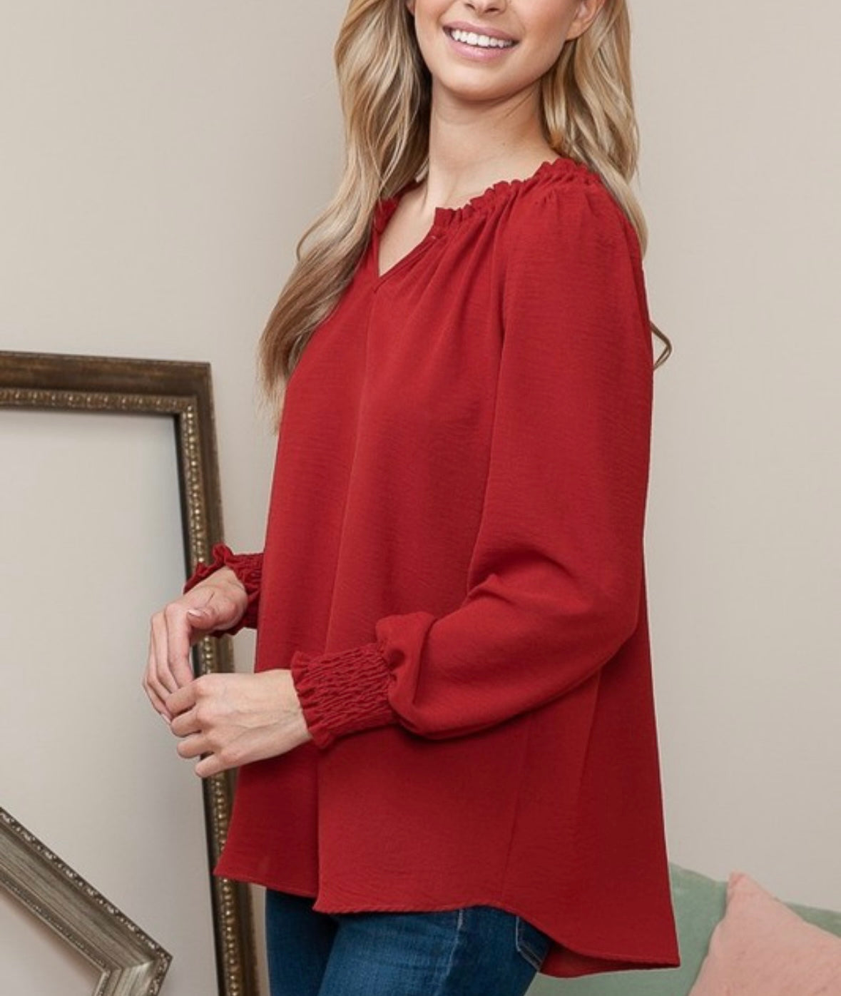 Smocked Sleeve Blouse (3 colors)