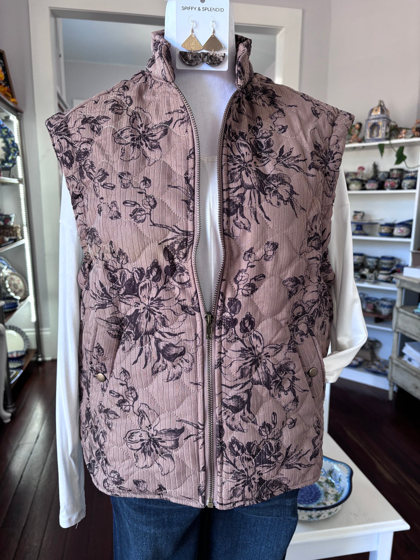 Quilted Floral Vest