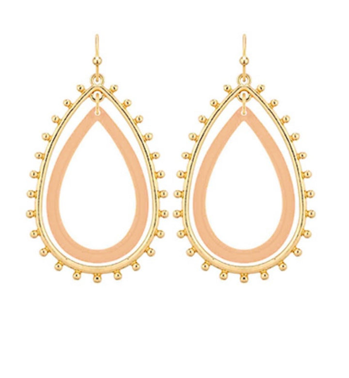 Metal &amp; Acetate Double Teardrop Earrings (7 colors)