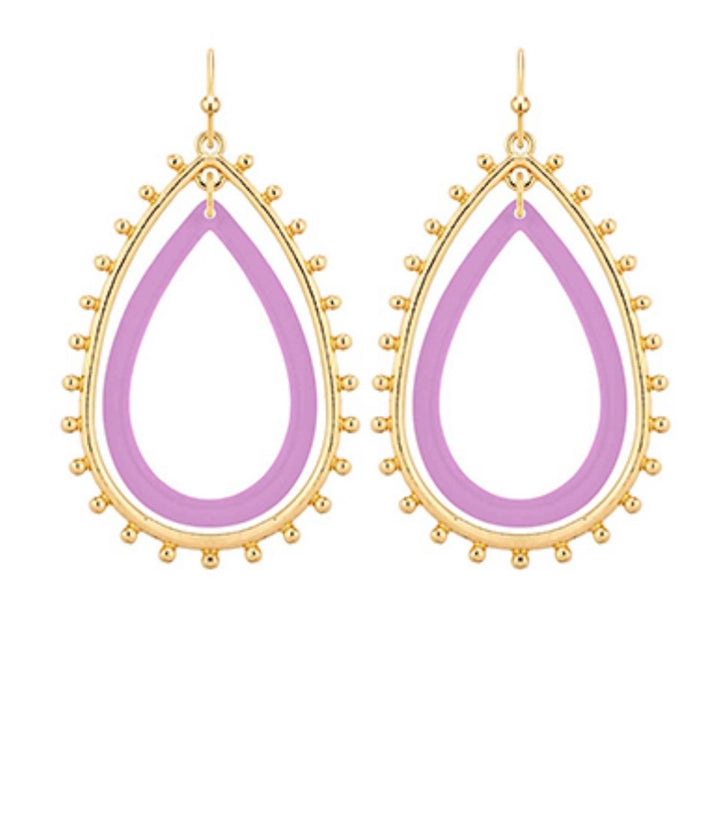 Metal &amp; Acetate Double Teardrop Earrings (7 colors)