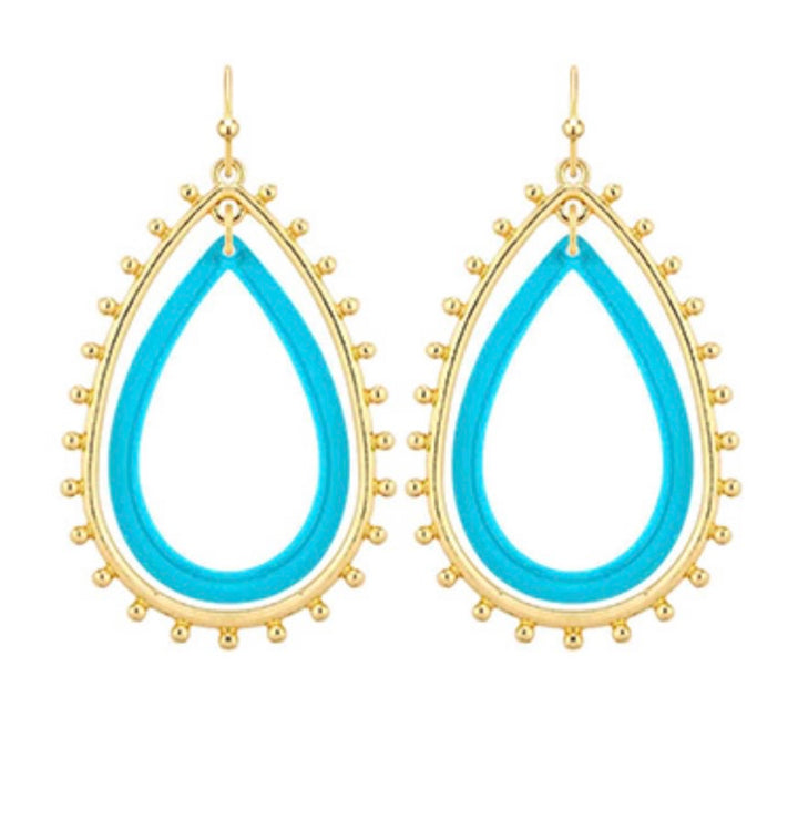 Metal &amp; Acetate Double Teardrop Earrings (7 colors)