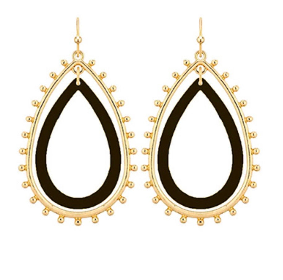 Metal &amp; Acetate Double Teardrop Earrings (7 colors)