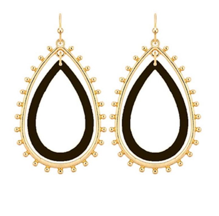 Metal &amp; Acetate Double Teardrop Earrings (7 colors)