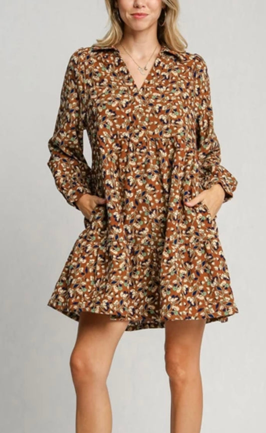 Floral Corduroy Dress