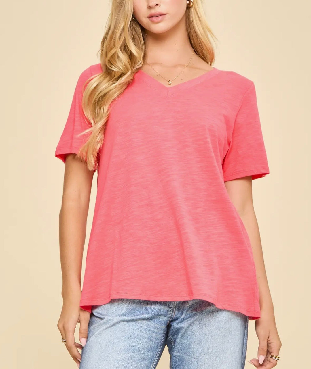 Everyday Essential Cotton V-Neck Knit Top