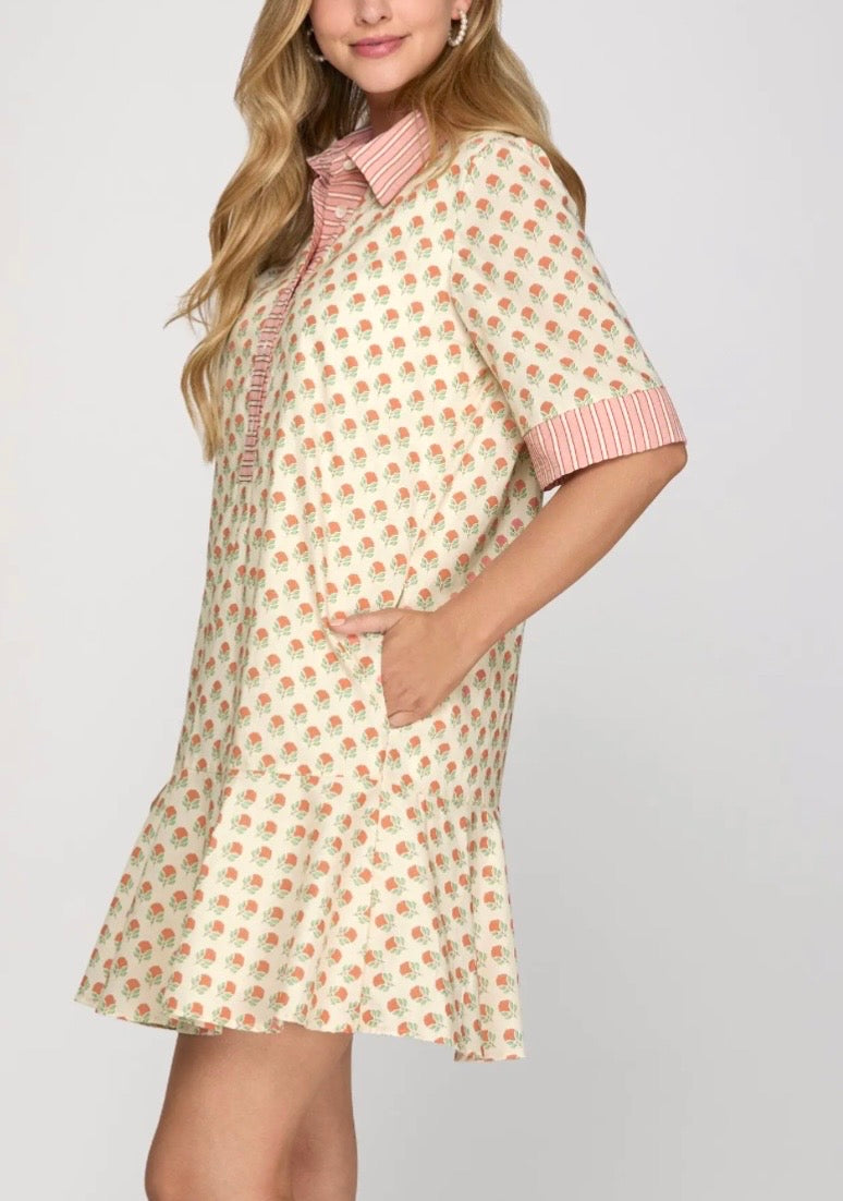 Coral Blooms Dress