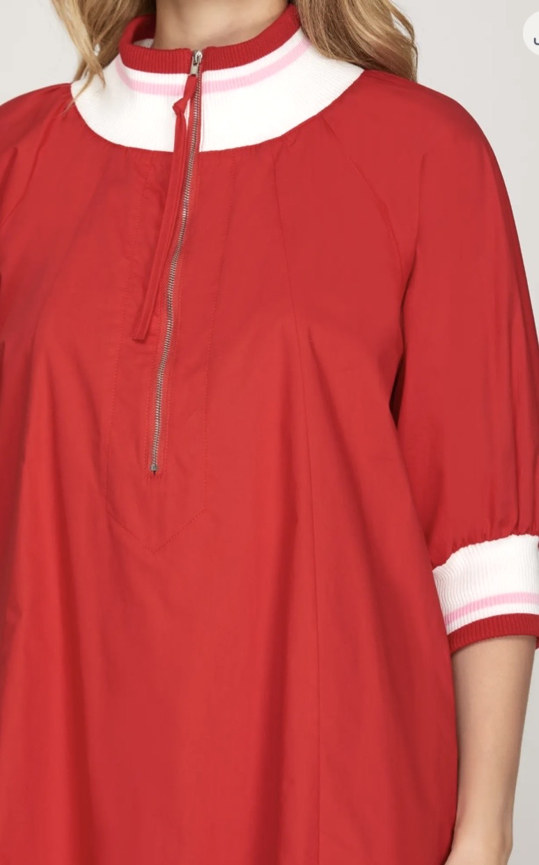 Half Zip Mini Dress