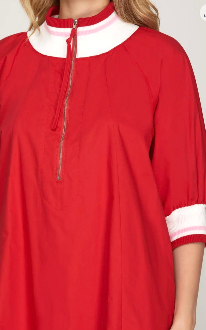Half Zip Mini Dress