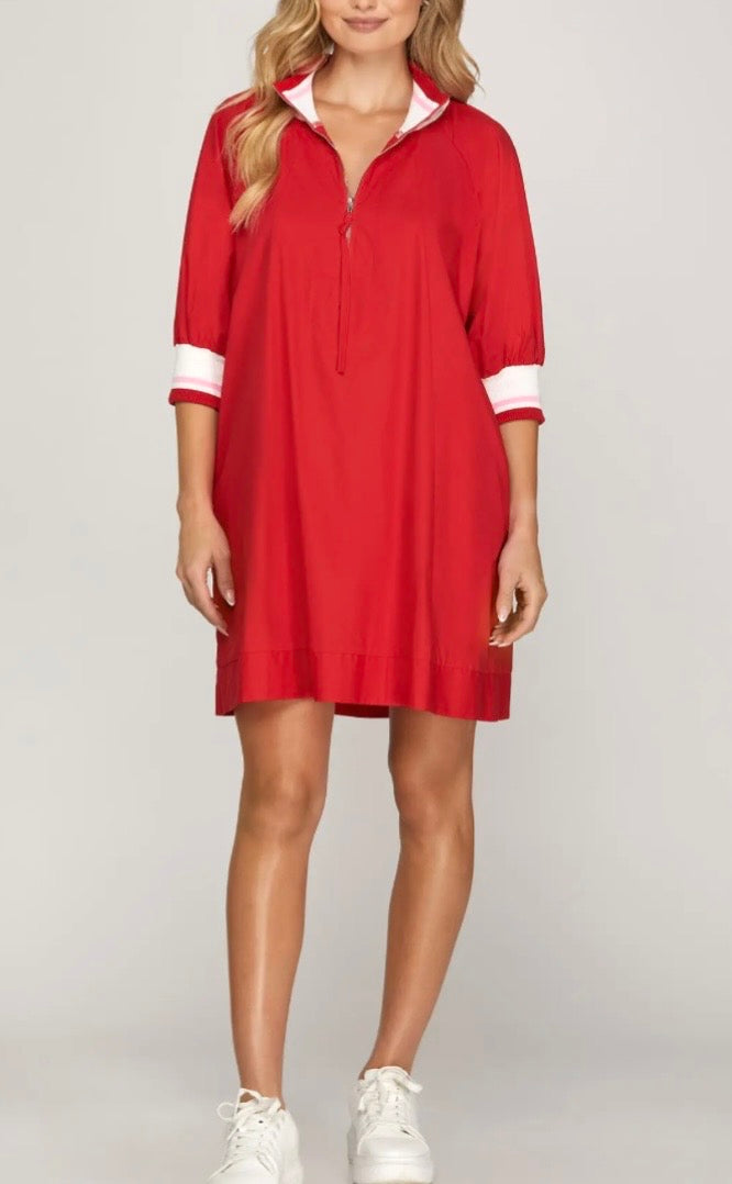 Half Zip Mini Dress