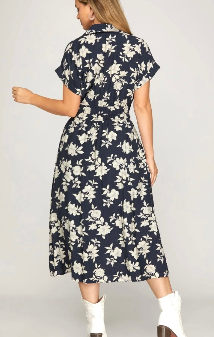Midnight Florals Midi Dress